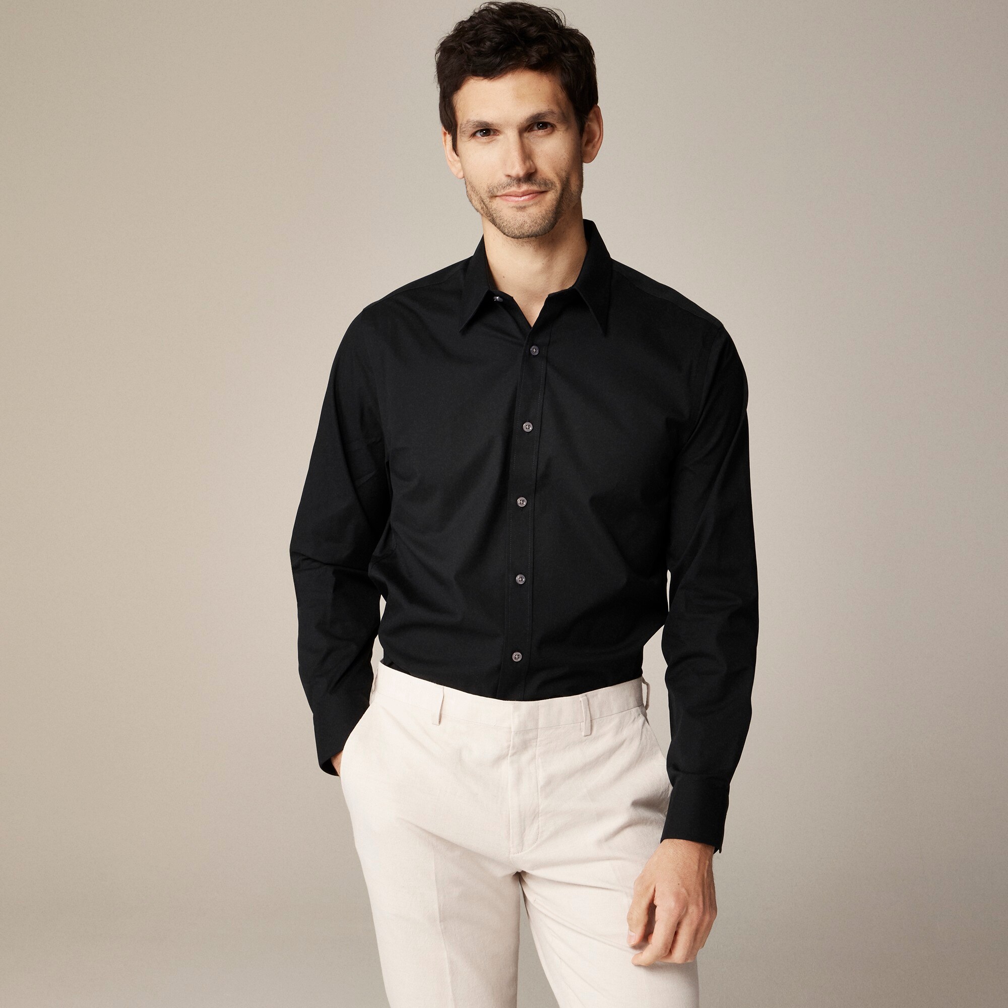  Slim Bowery wrinkle-free dress shirt with point collar