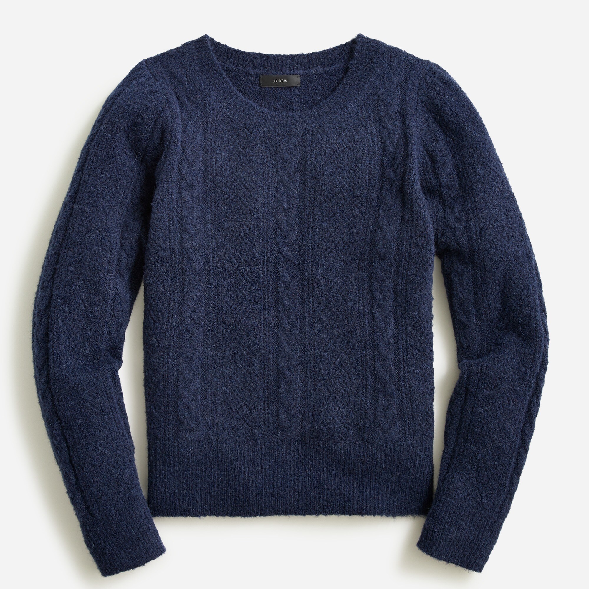 Pointelle cable-knit crewneck sweater