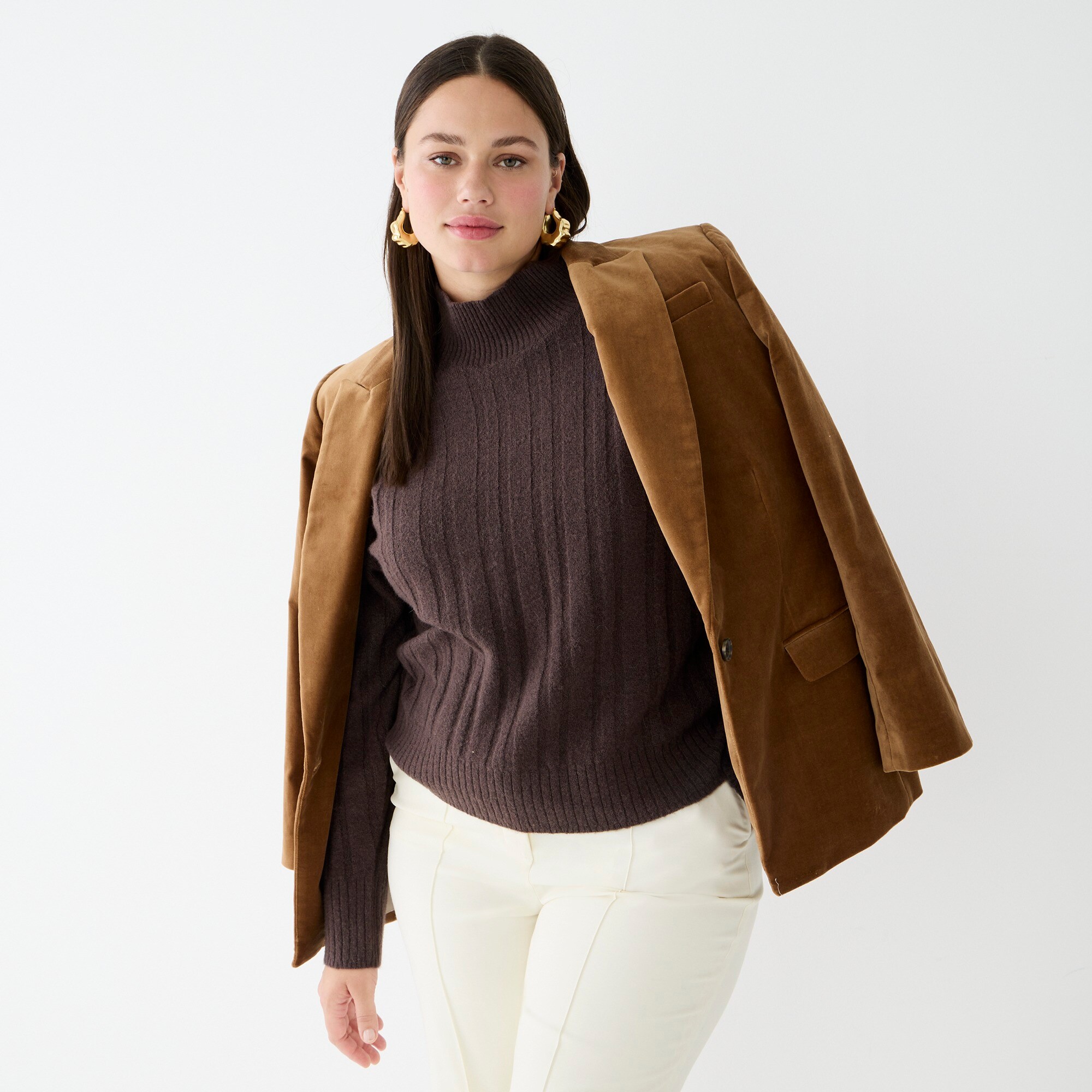 Ribbed mockneck sweater in Supersoft yarn