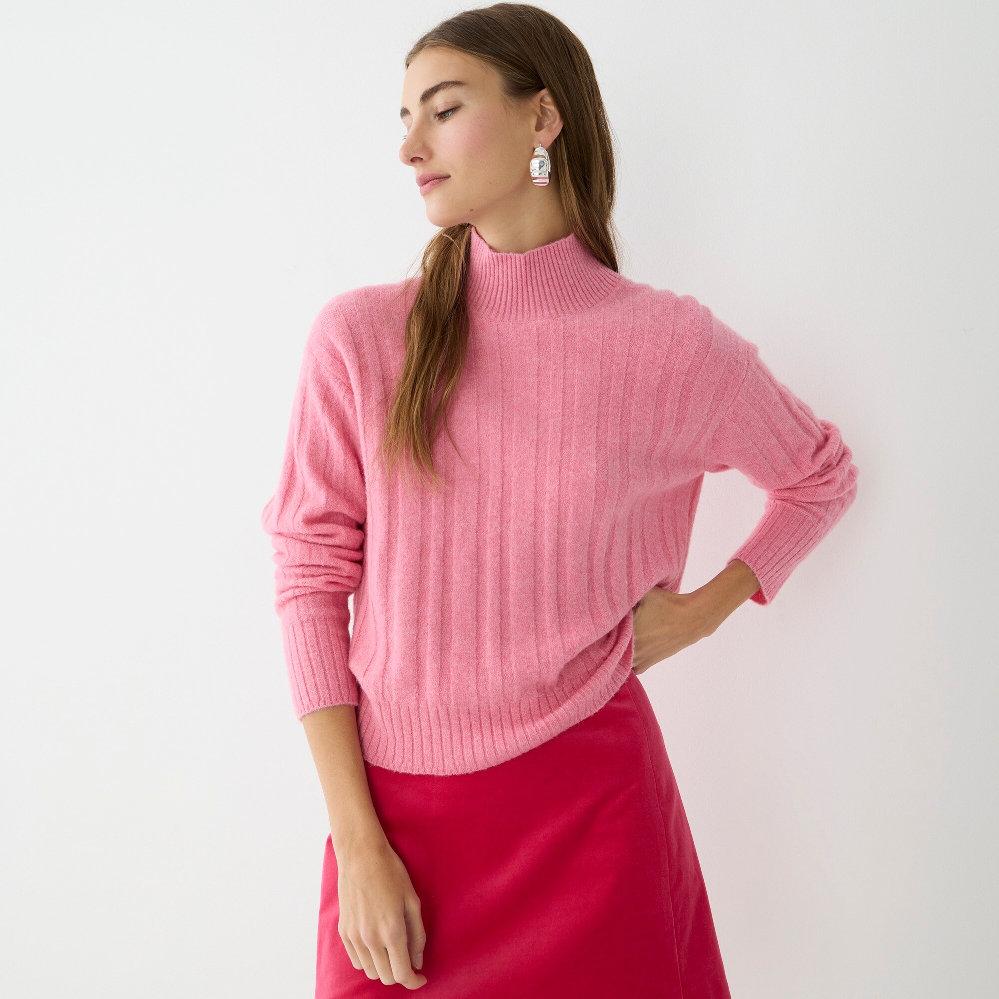 Ribbed mockneck sweater in Supersoft yarn