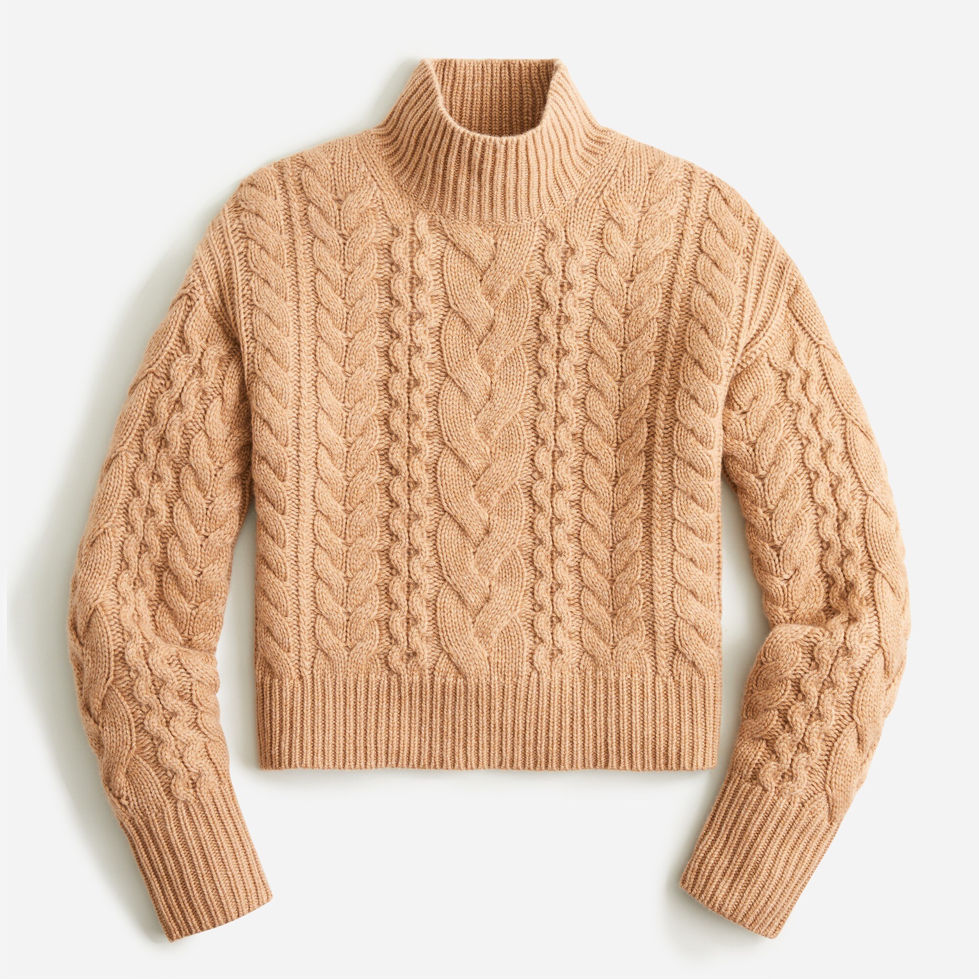 Cashmere cropped cable-knit turtleneck sweater