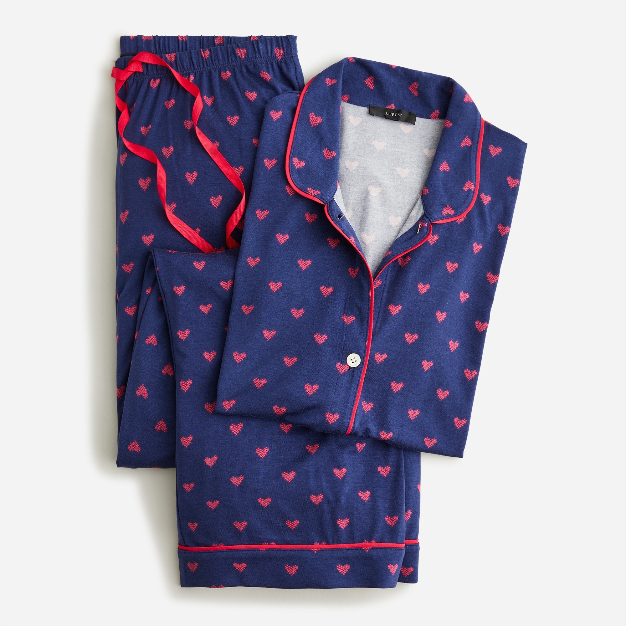 Long-sleeve TENCEL™ pajama set in heart dots