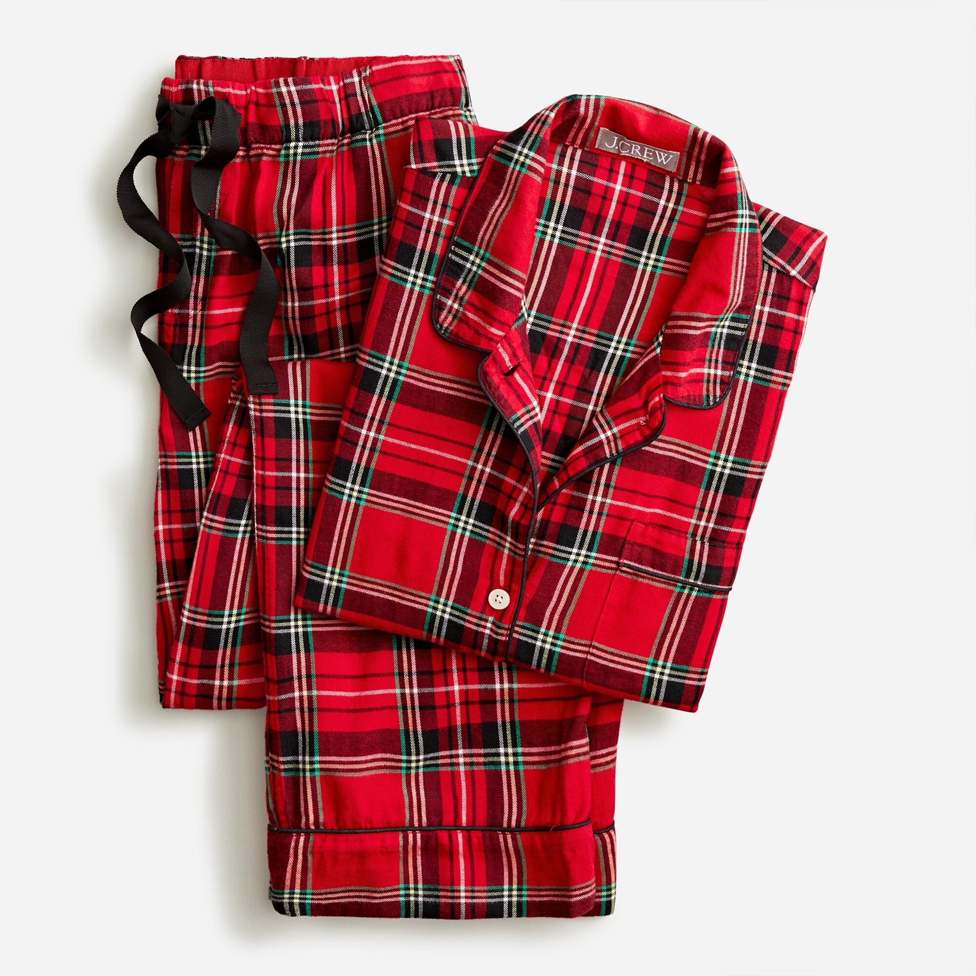 Long-sleeve flannel pajama set in Good Tidings plaid