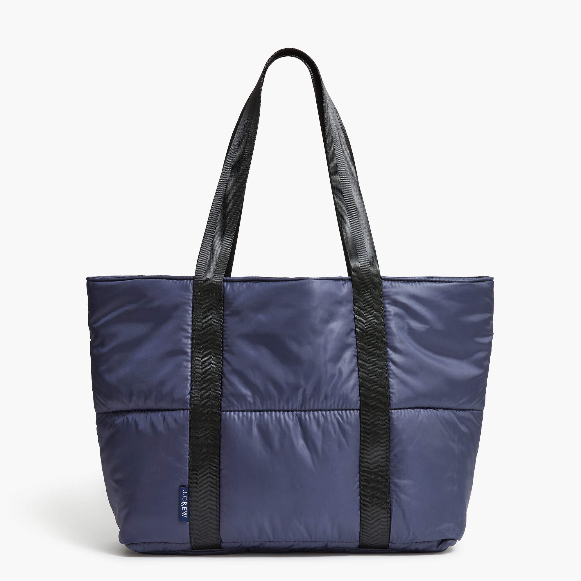 Annie Quilted Puffer Tote  Navy & Red – Well Heeled