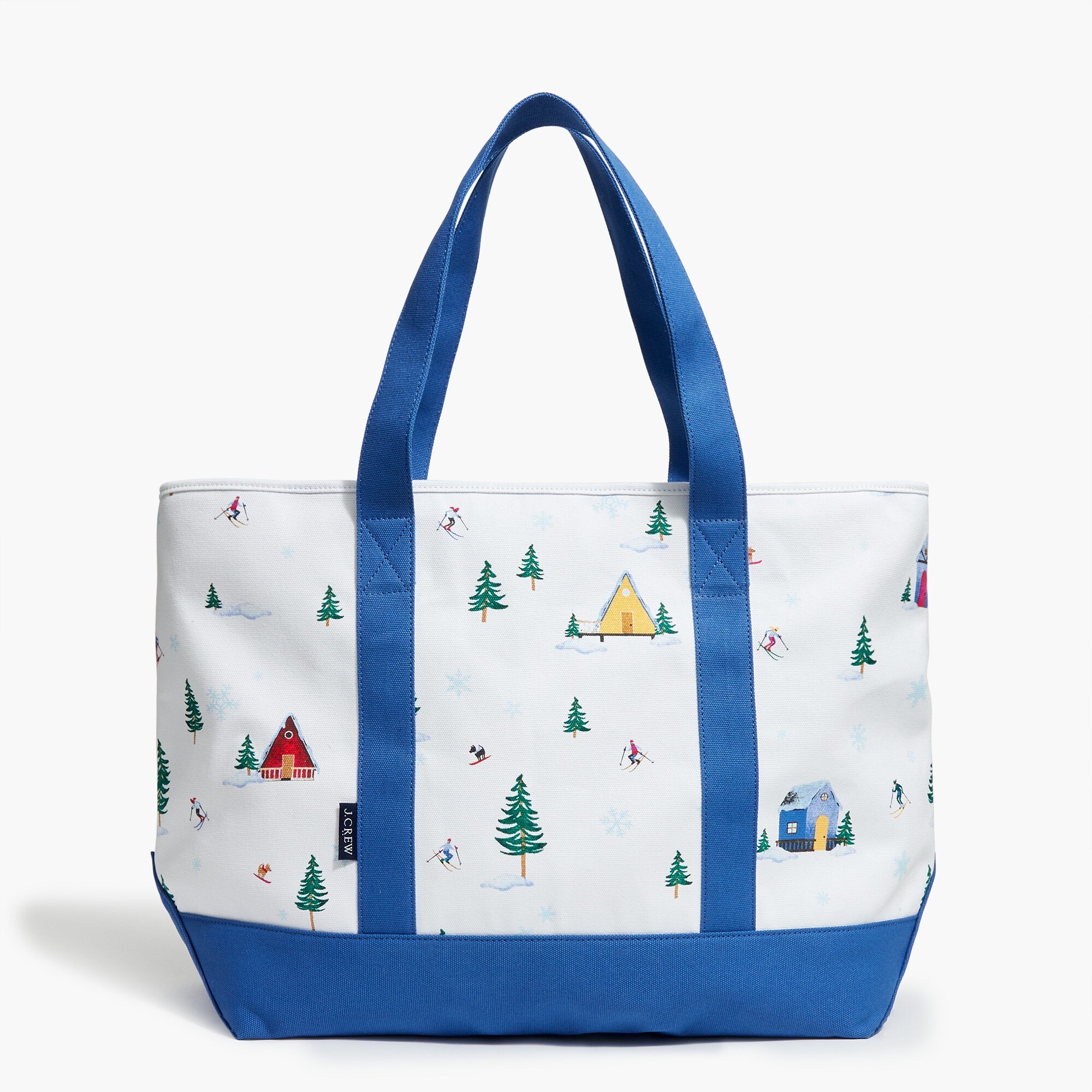 Ski-print structured canvas tote bag