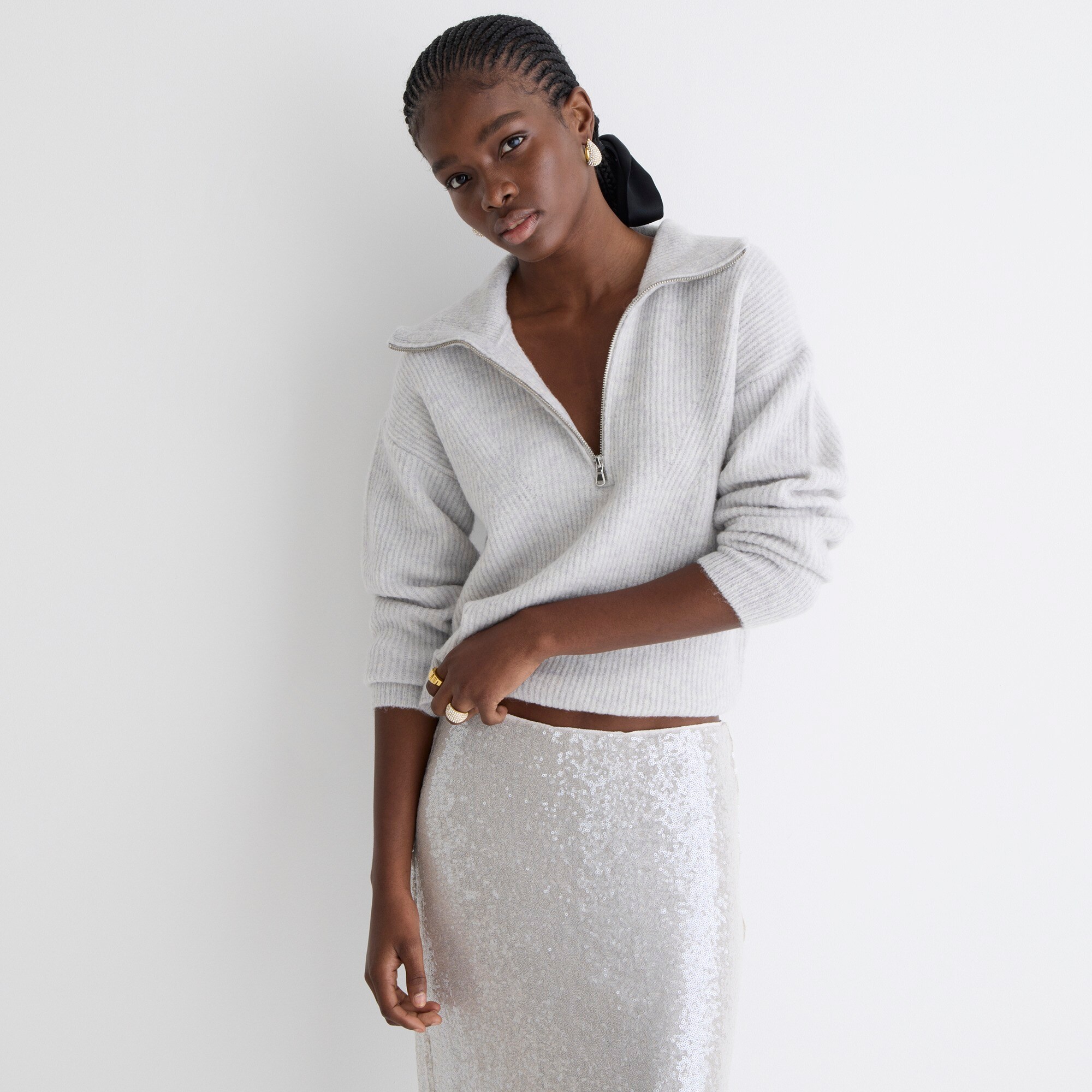 Half-zip stretch sweater
