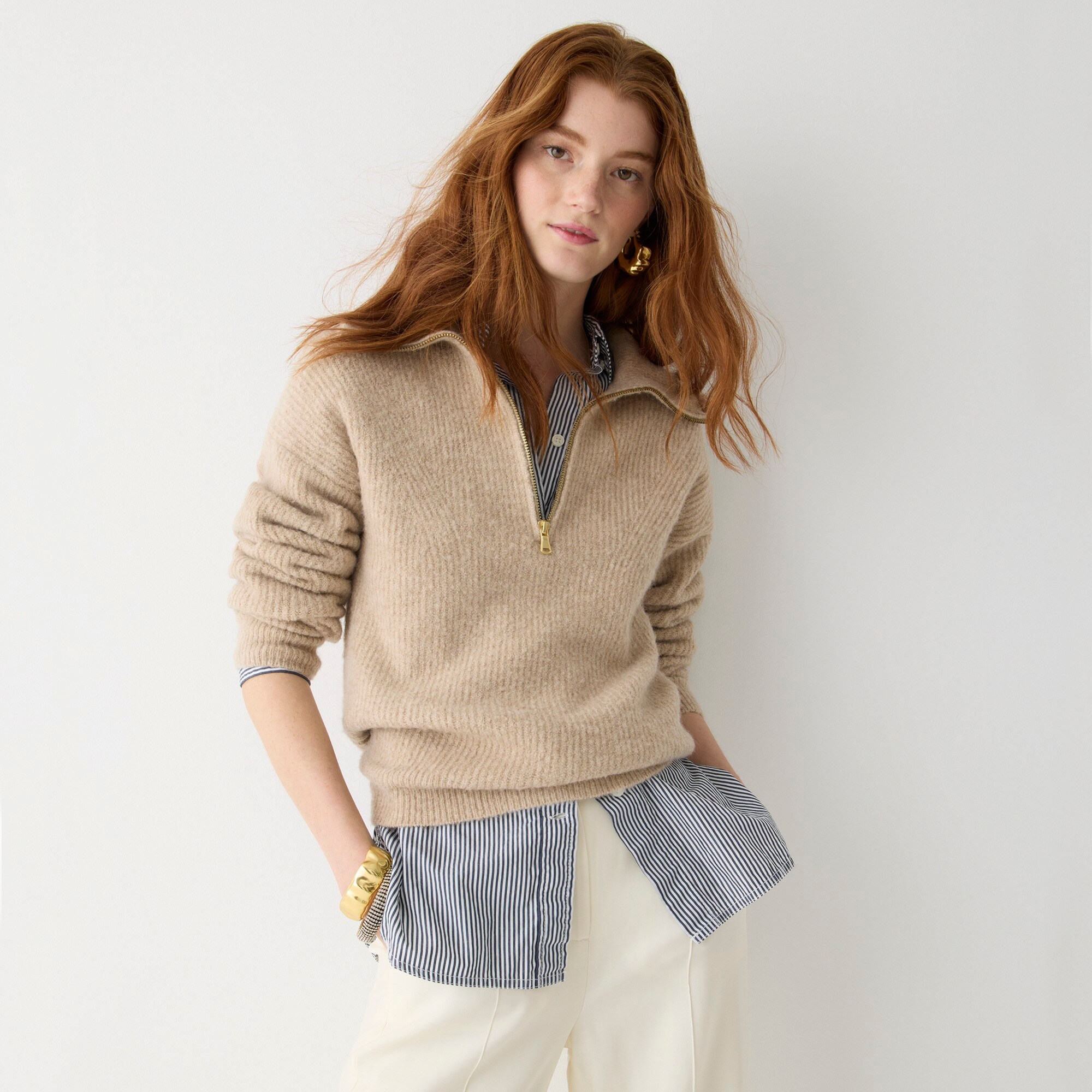 Half-zip stretch sweater