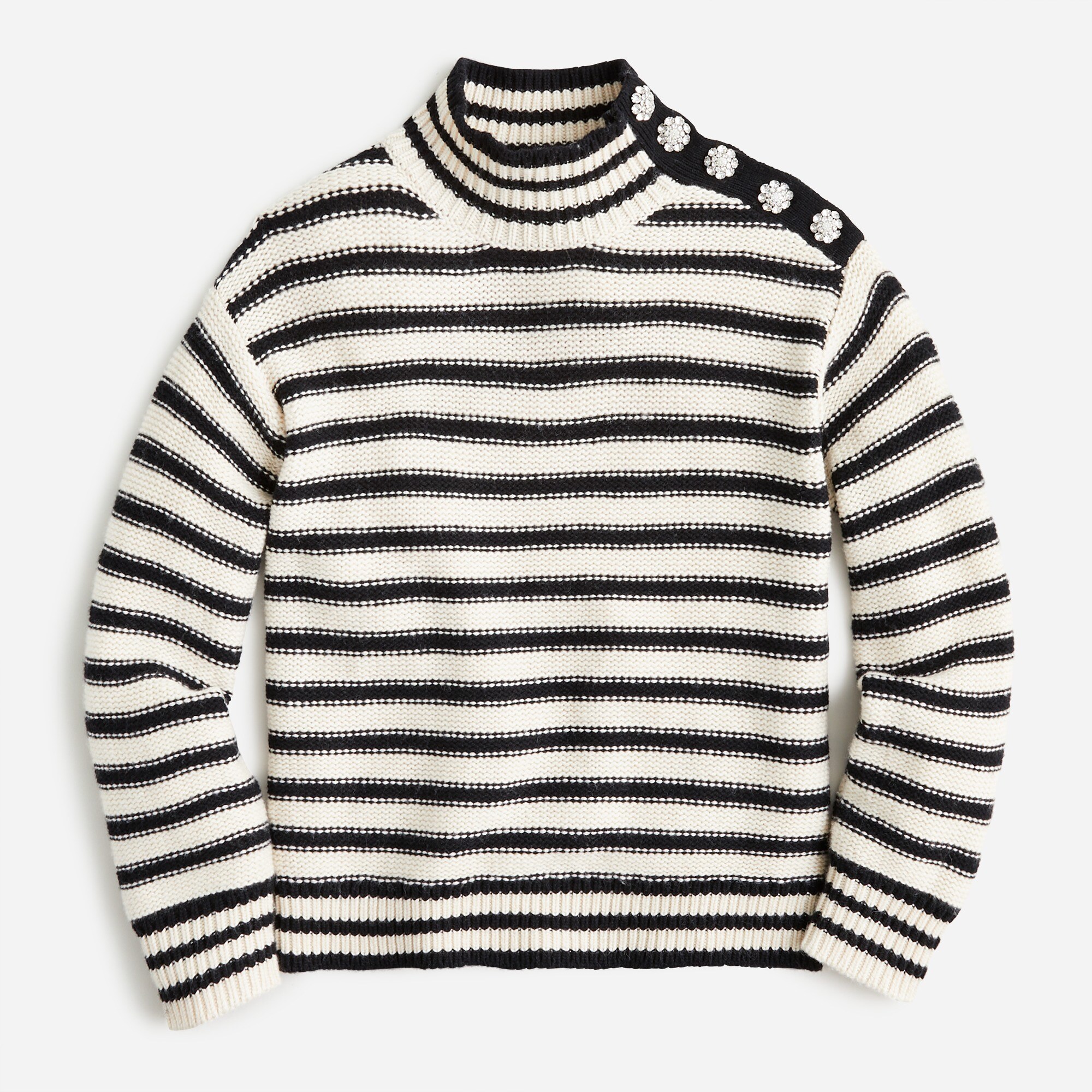 J crew striped button shoulder turtleneck deals