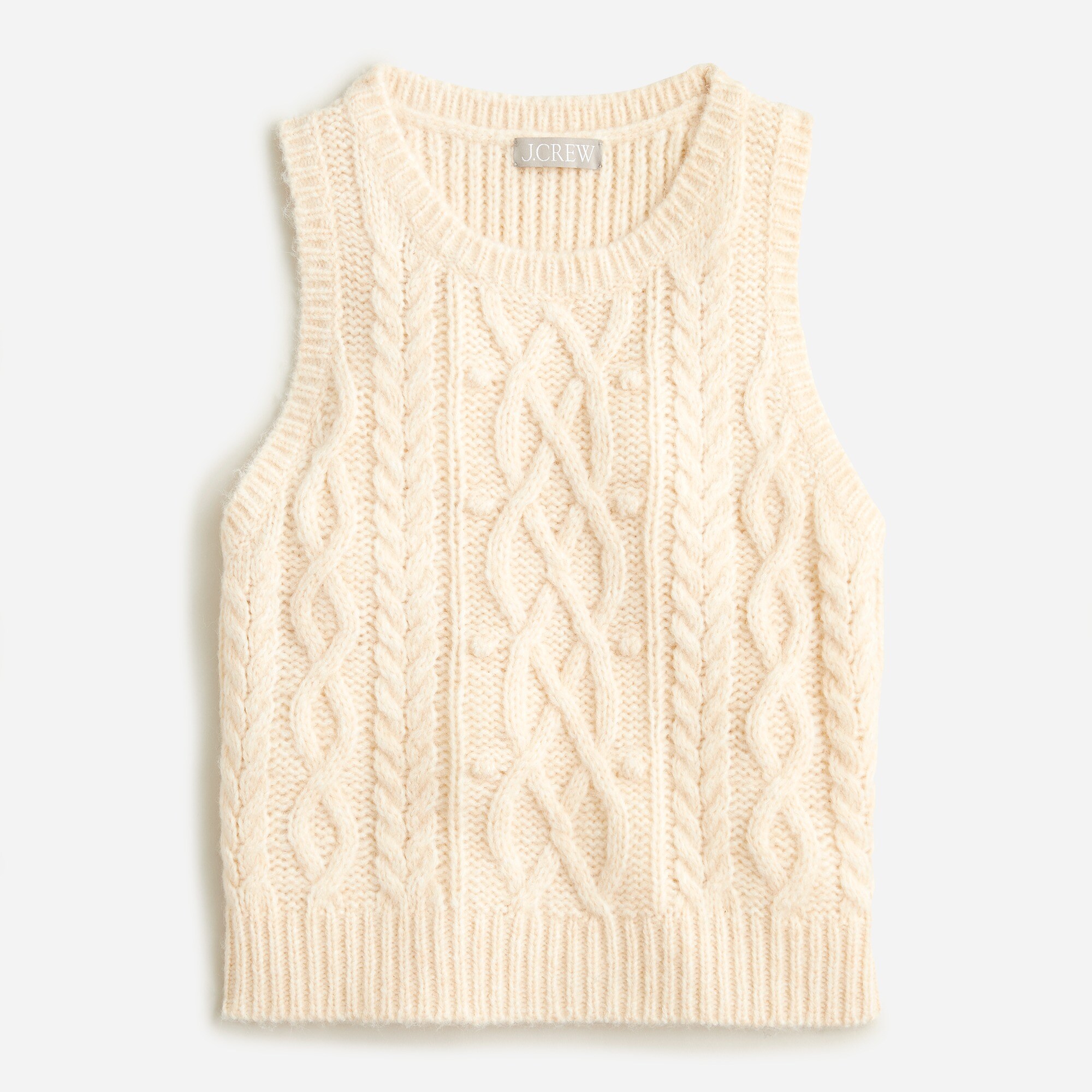 Cropped cable-knit sweater shell