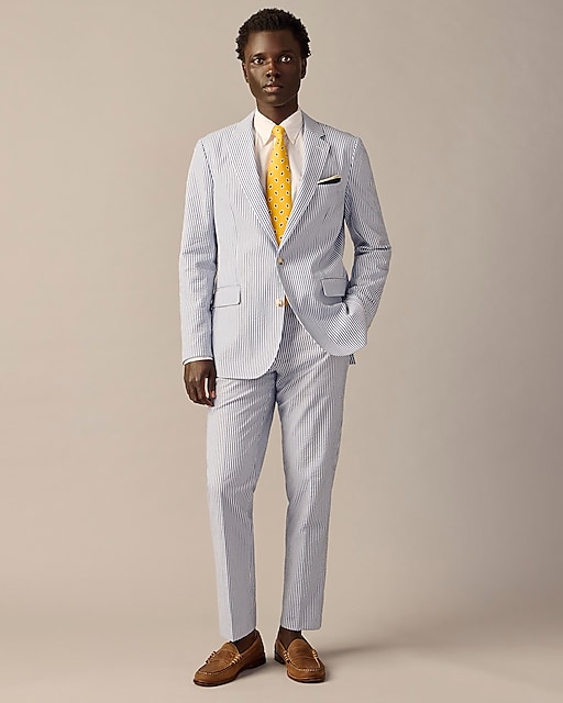 mens Pre-order Ludlow Slim-fit unstructured suit jacket in seersucker