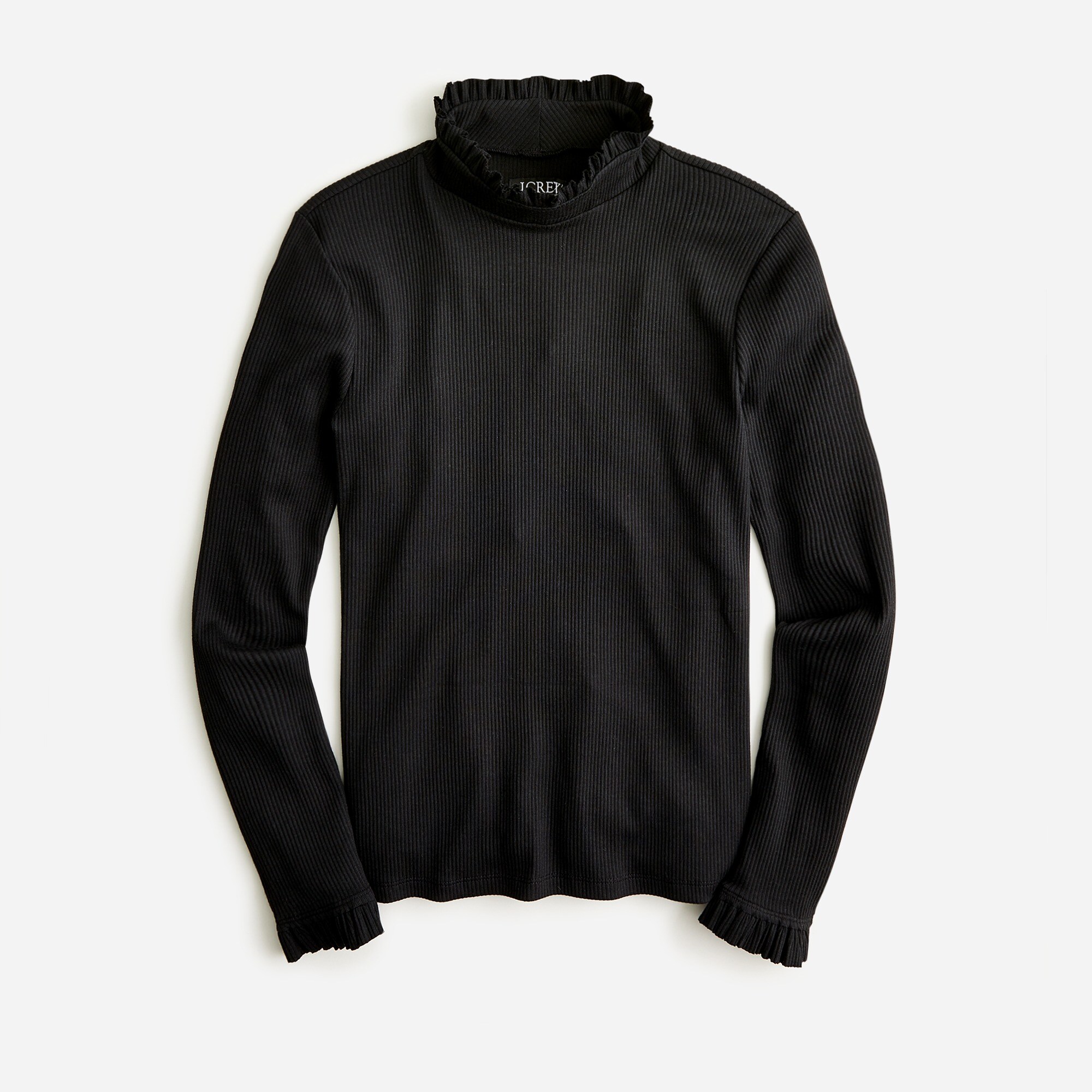 Vintage rib ruffle mockneck T-shirt