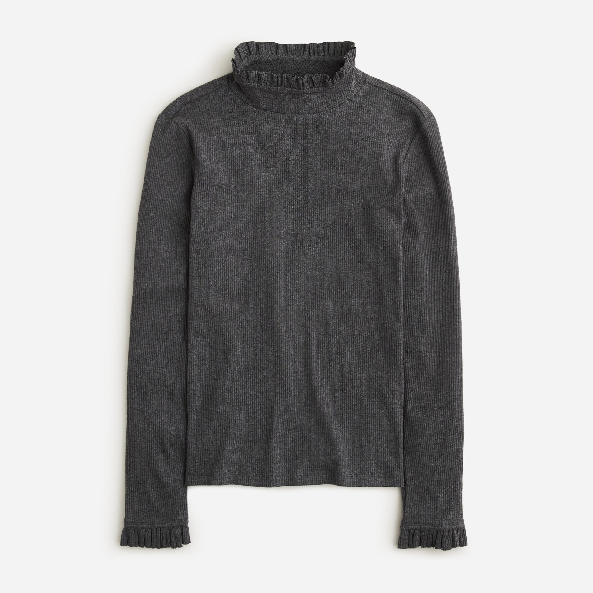 Vintage rib ruffle mockneck T-shirt