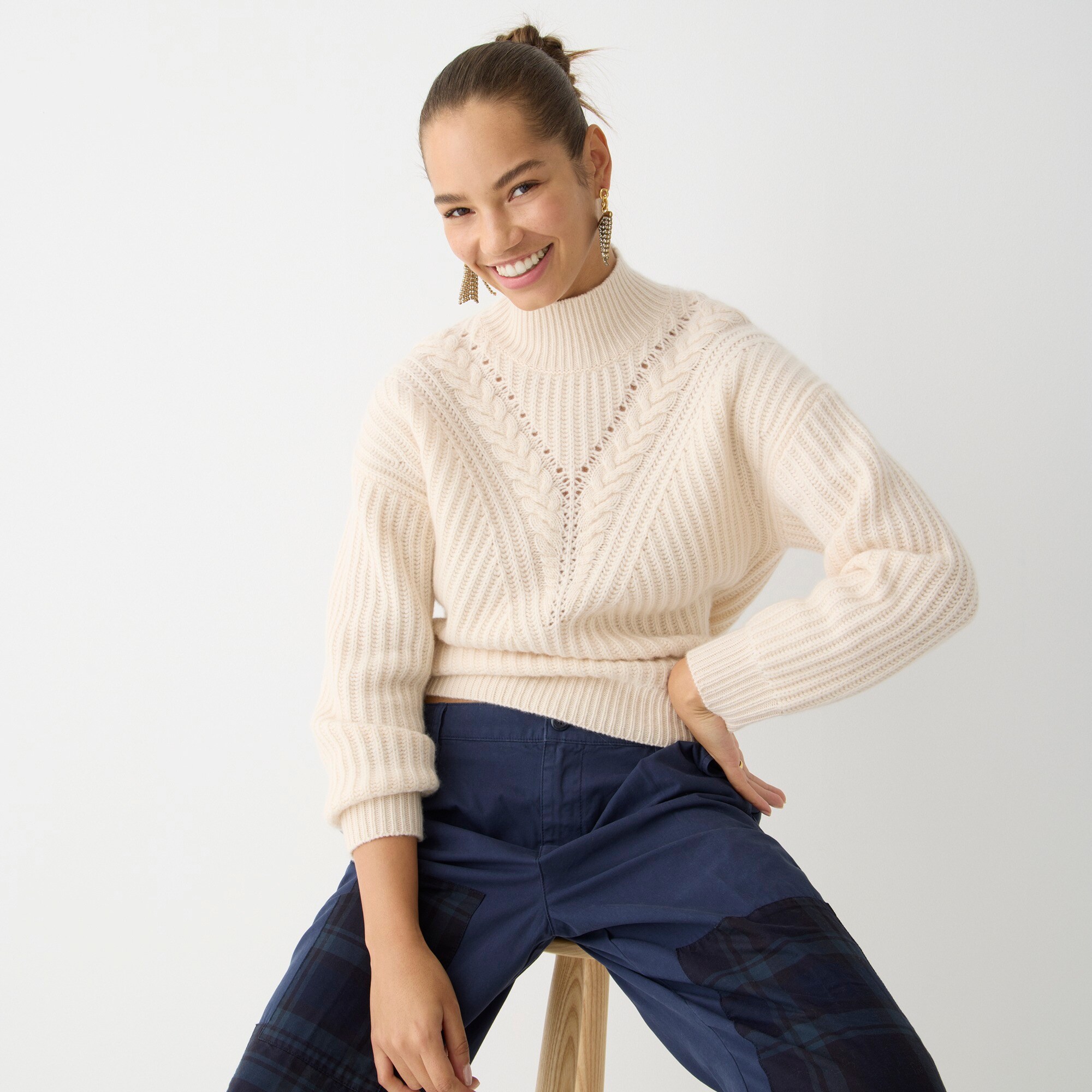 Cashmere cable-knit turtleneck sweater