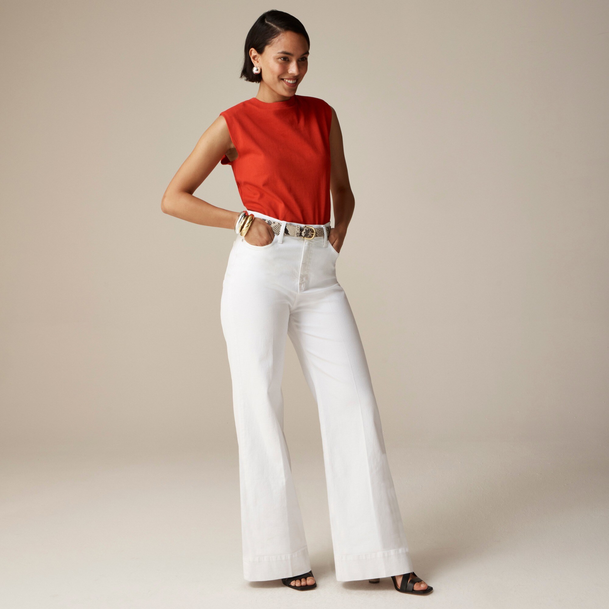Wide-leg denim trouser in white