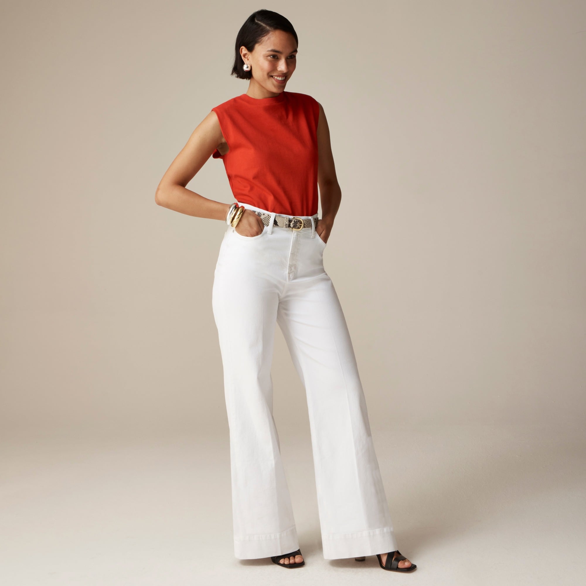 Wide-leg denim trouser in white