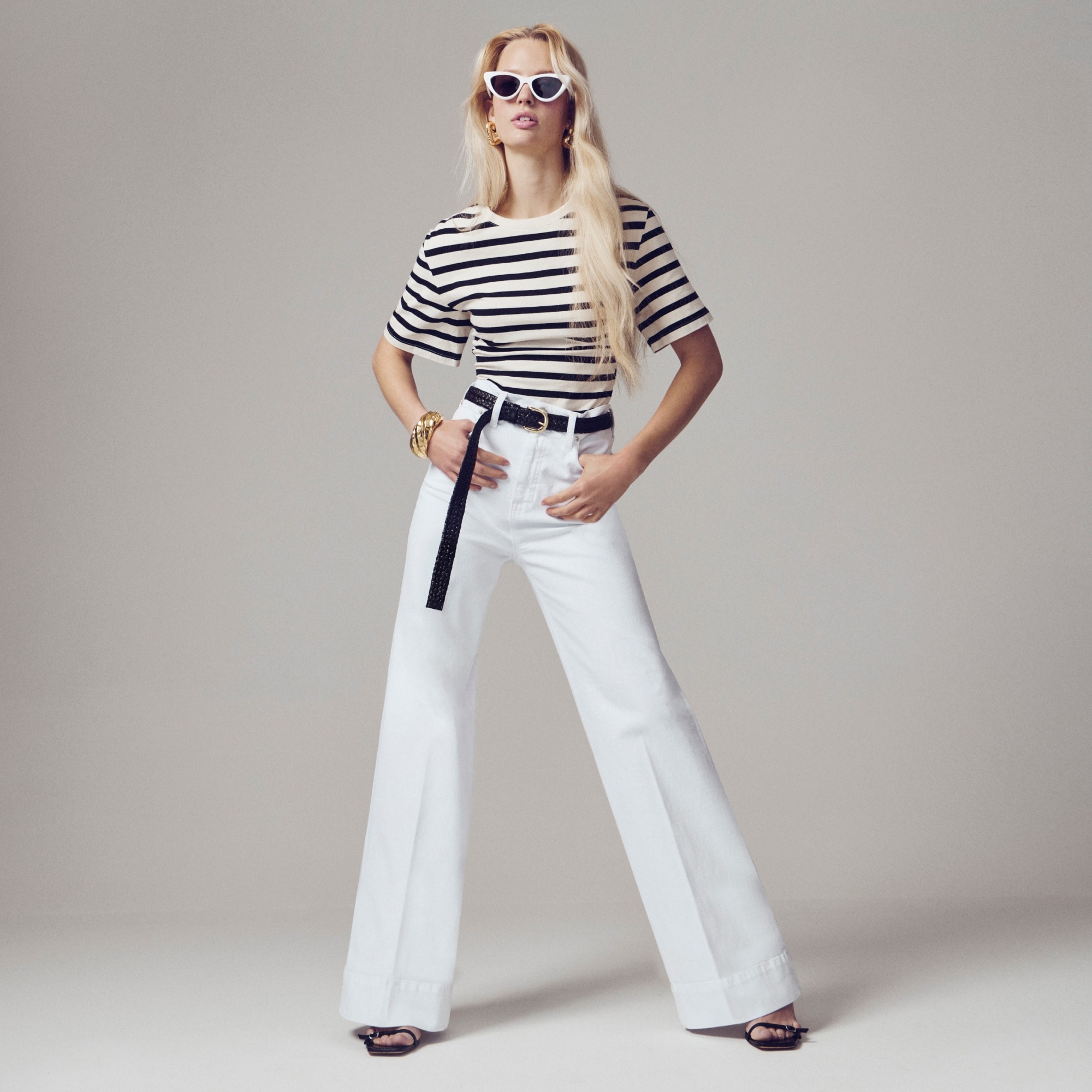 Wide-leg Denim Trouser In White For Women | J.Crew display picture 1