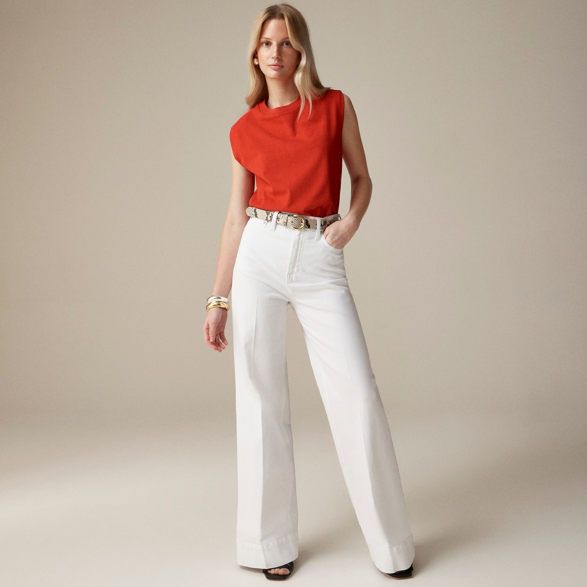 Wide-leg denim trouser in white