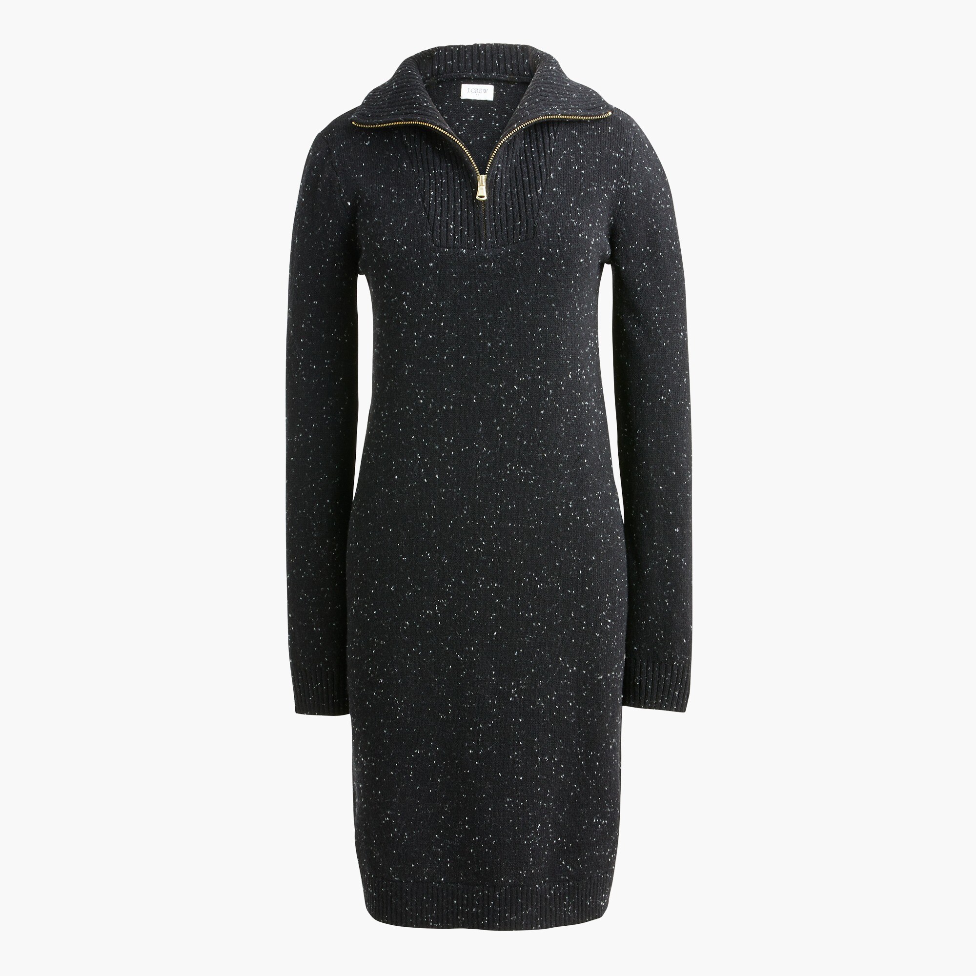 Long-sleeve half-zip sweater-dress