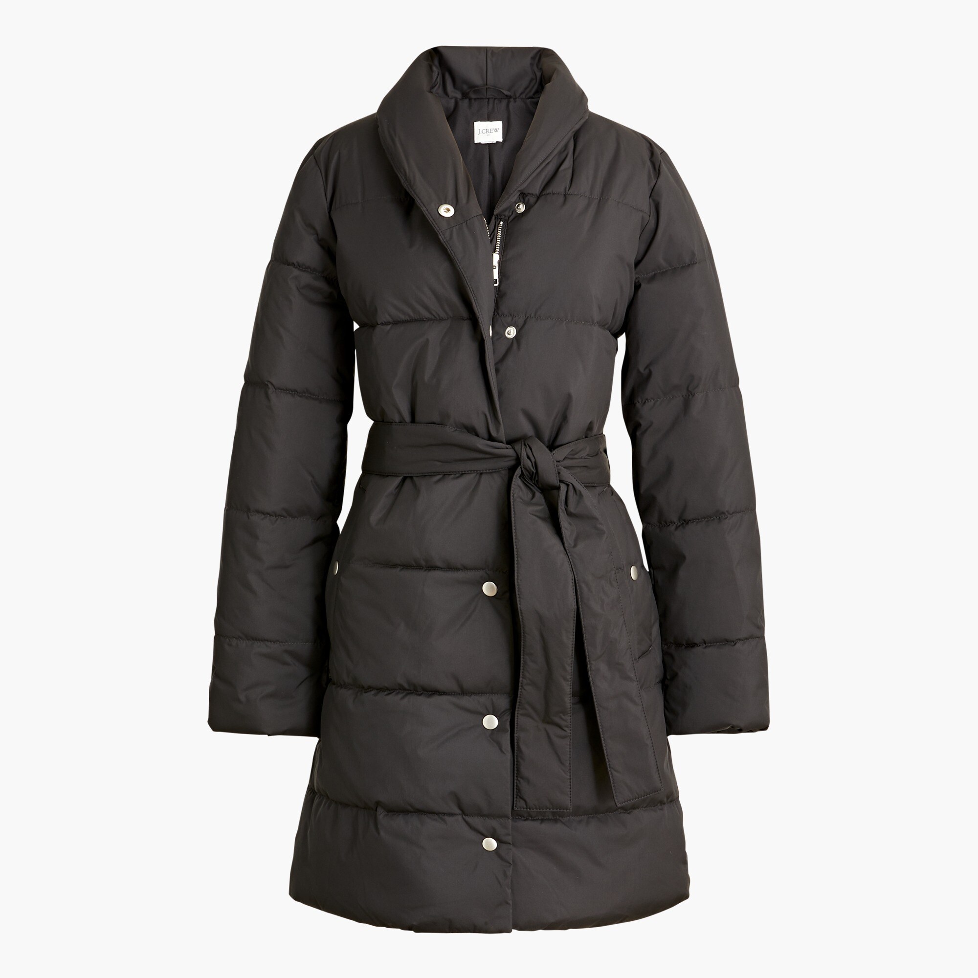 belted puffer coat for women