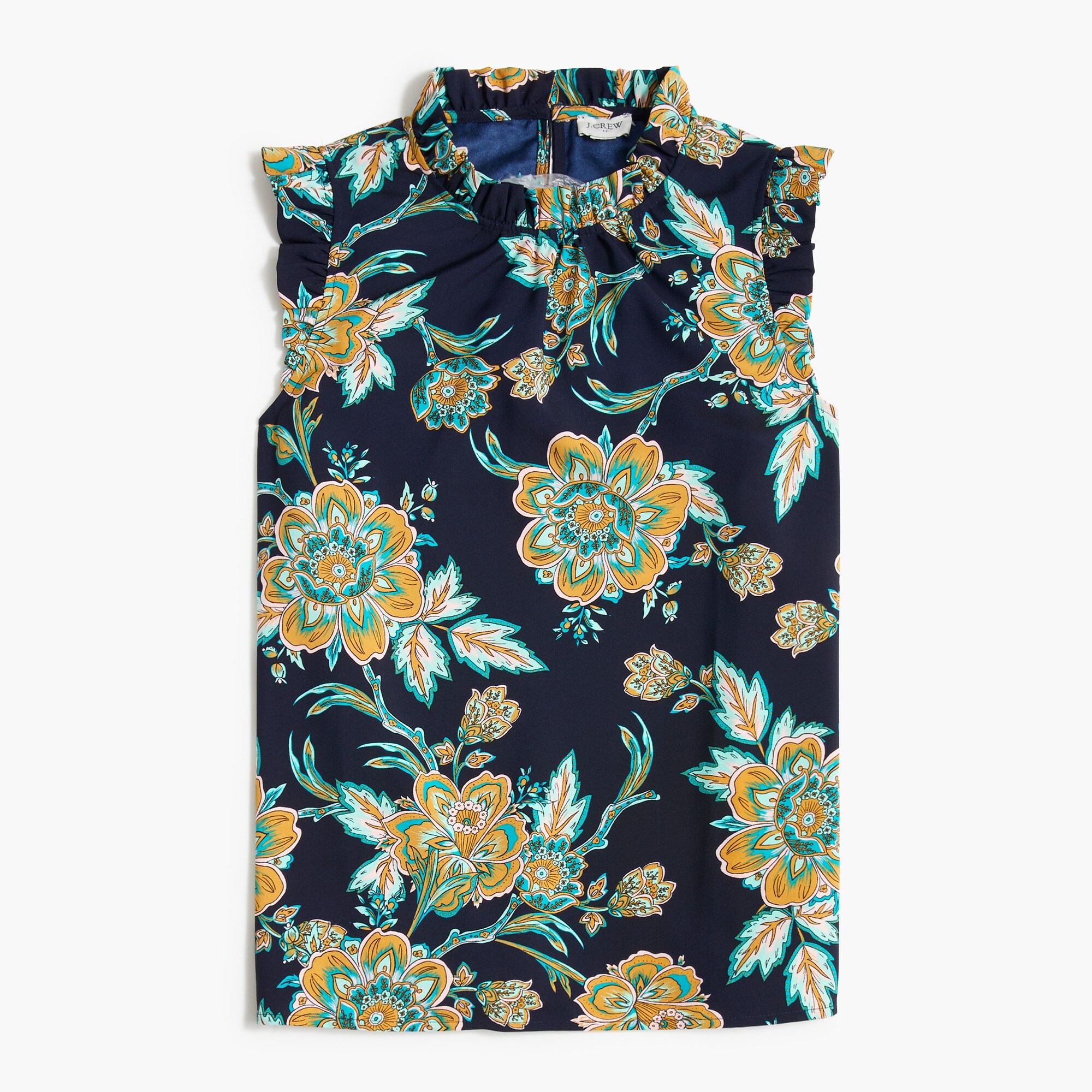 sleeveless ruffleneck top for women