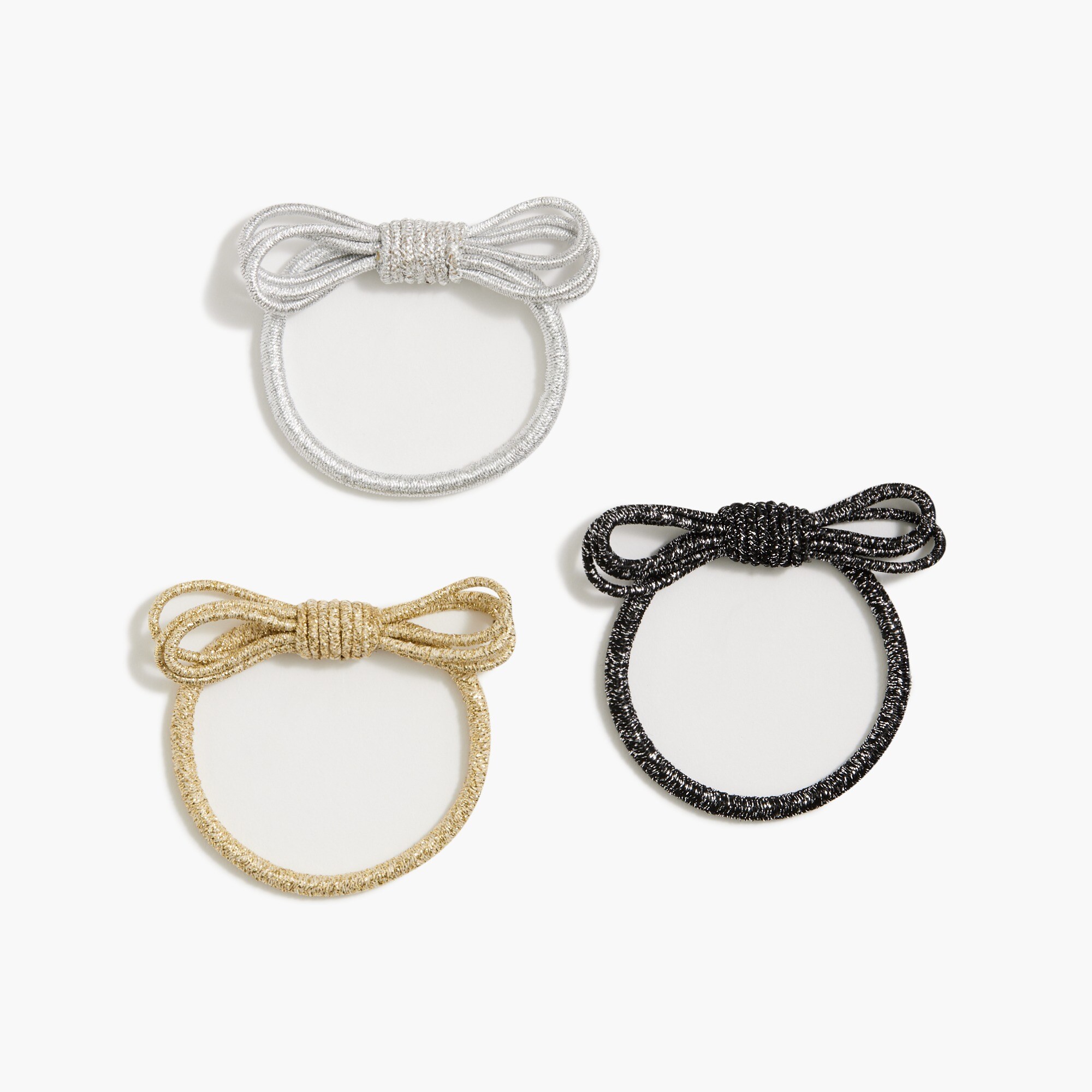 Glitter bow hair ties set-of-three