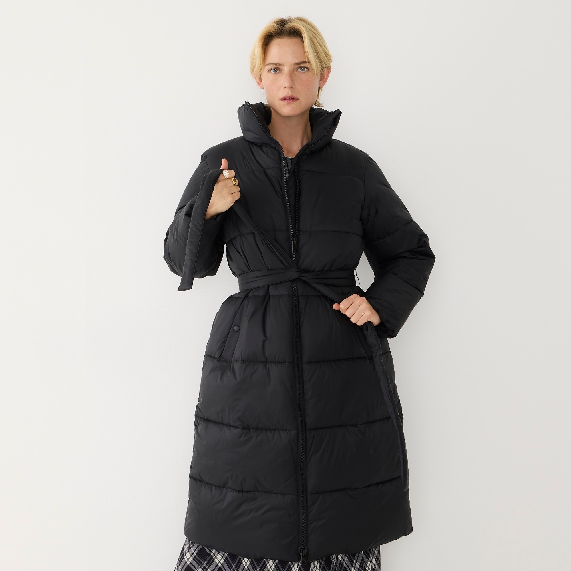 J.Crew Tie-waist long puffer coat