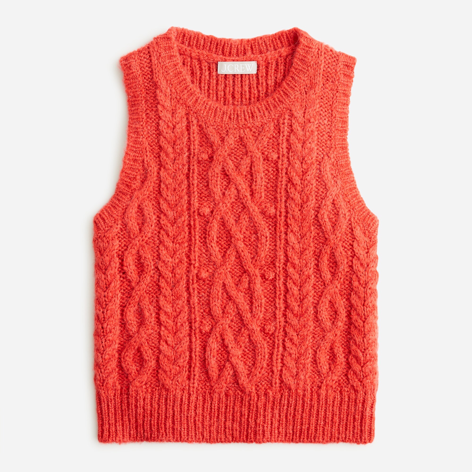 Cropped cable-knit sweater shell