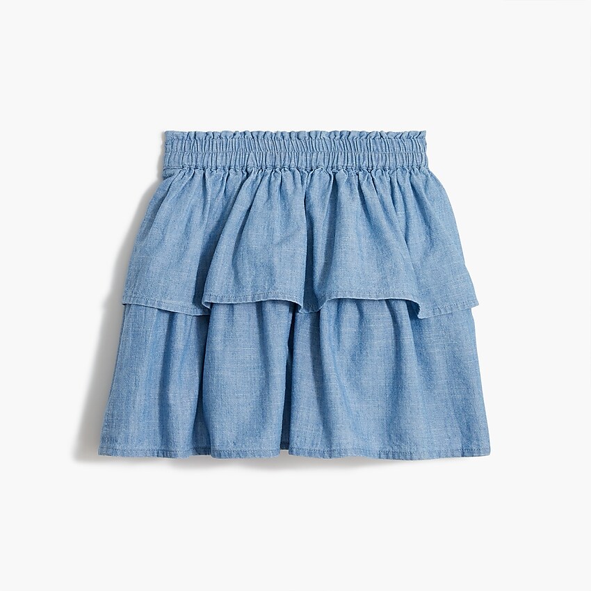 factory: girls&apos; chambray skirt for girls, right side, view zoomed