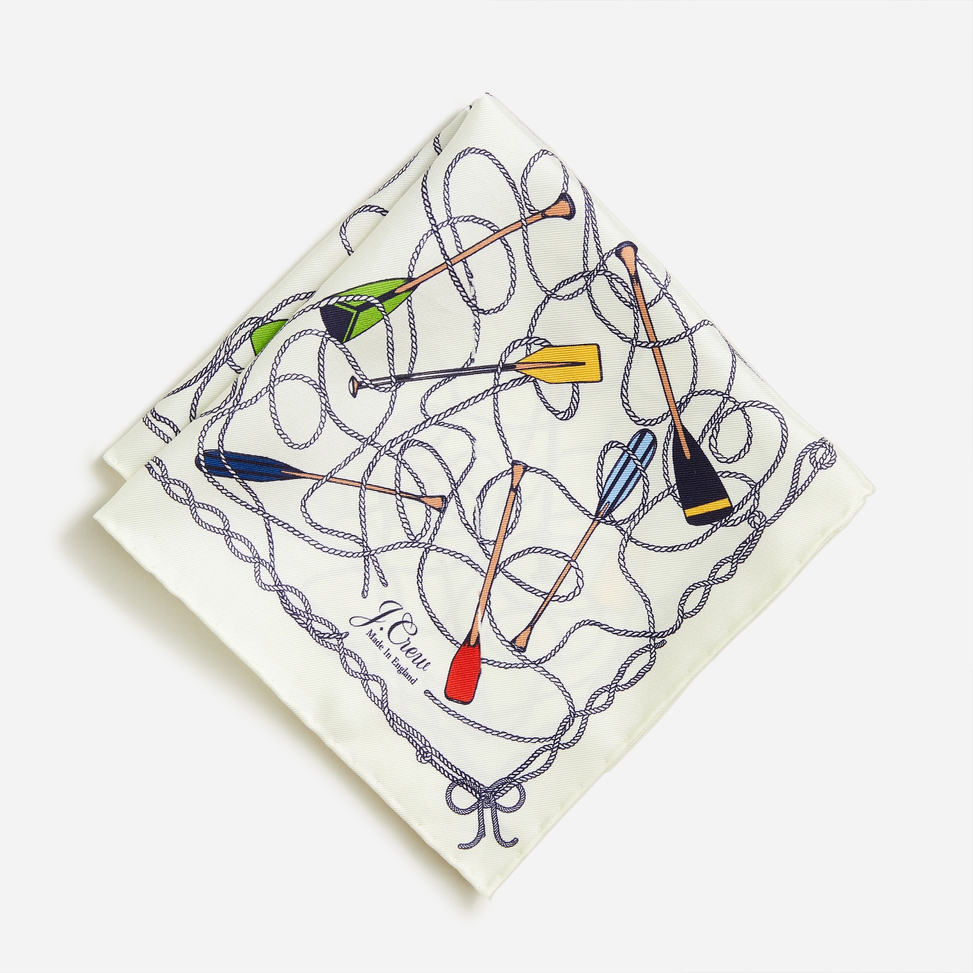 Silk pocket square in rope and paddle pattern
