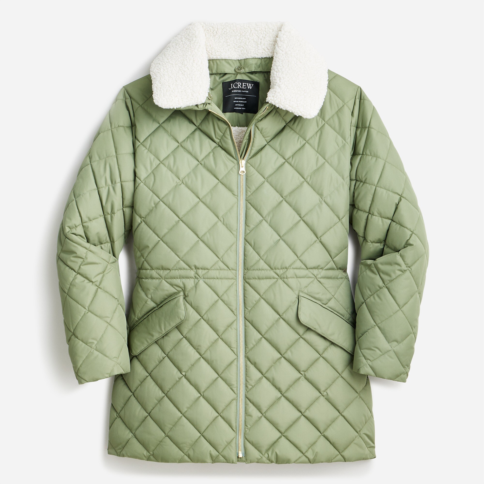 Quilted sherpa-lined puffer jacket