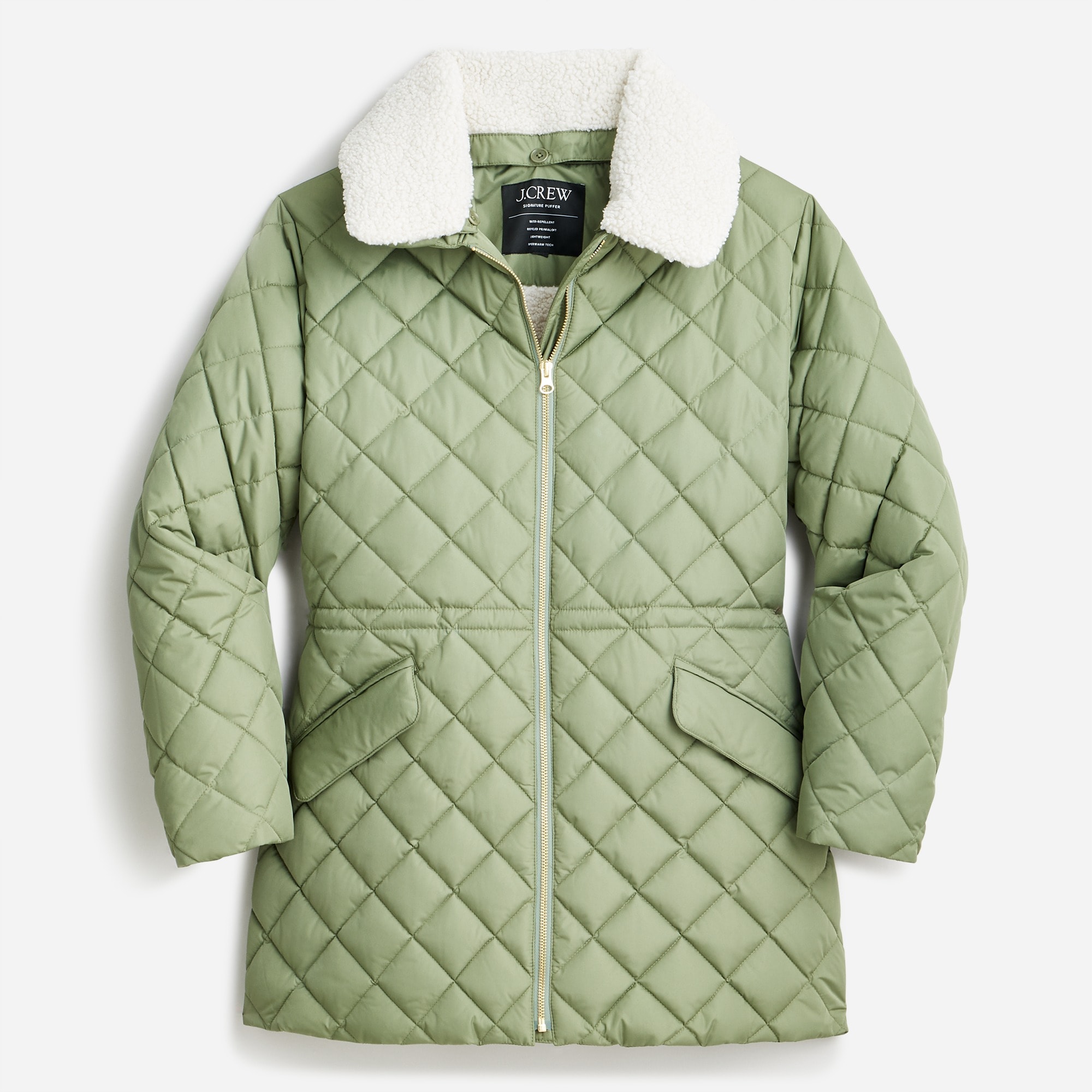 Quilted sherpa-lined puffer jacket