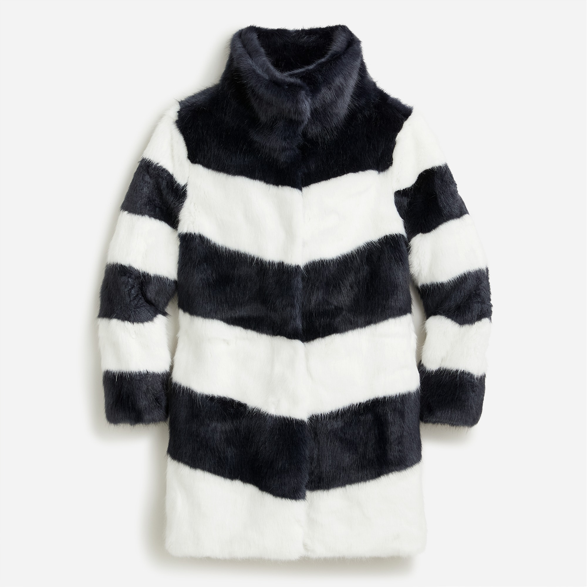 J.Crew: Collection Faux-fur Topcoat In Stripe For Women