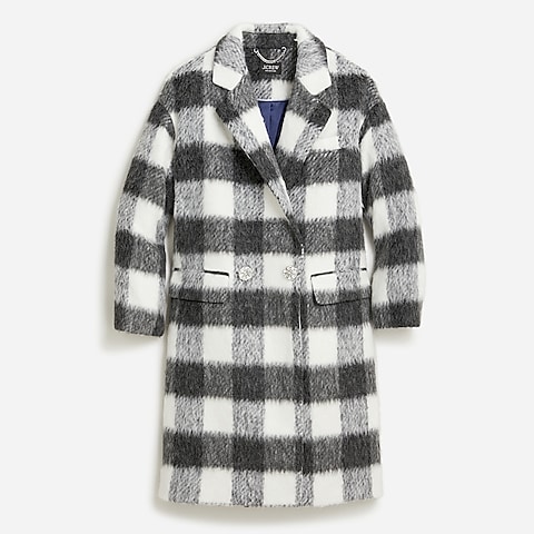  Collection relaxed topcoat in Italian brushed buffalo check