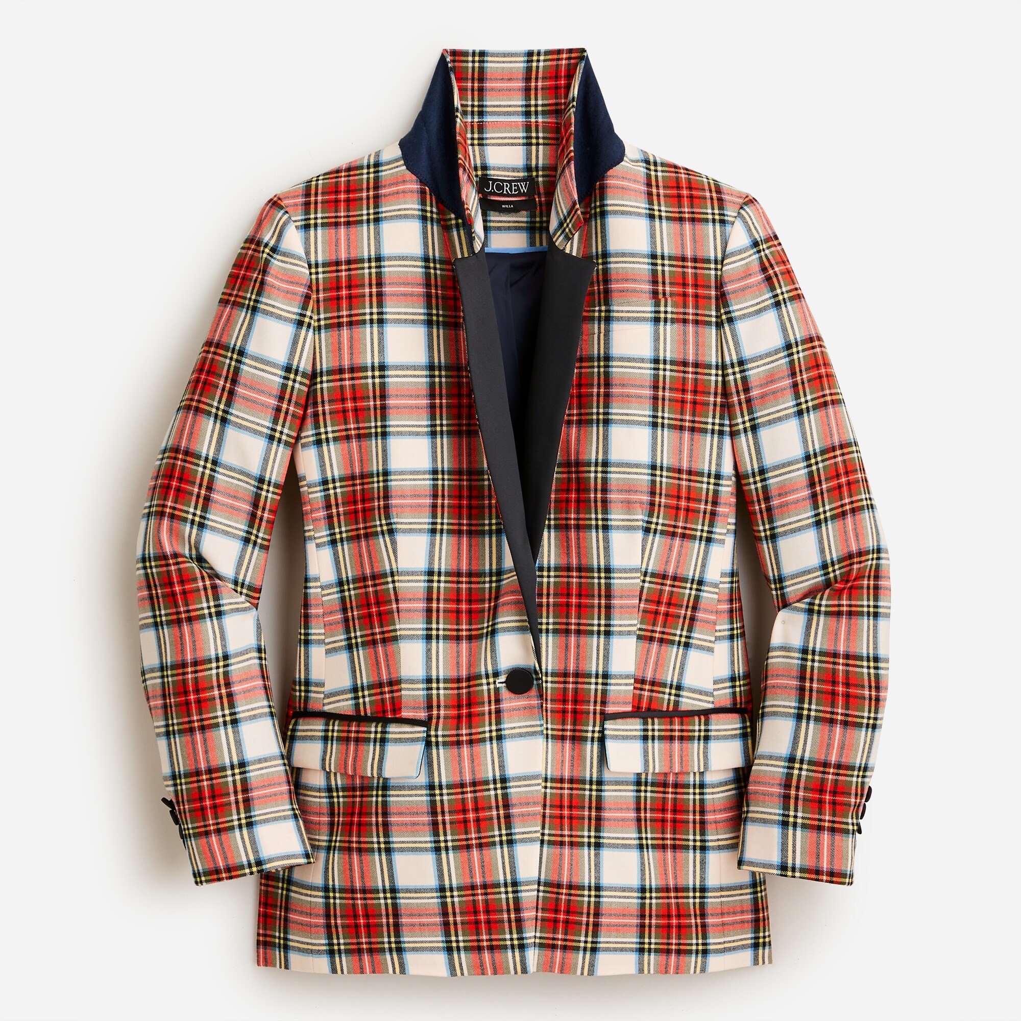 j.crew: willa blazer in snowy stewart tartan wool for women, right side, view zoomed