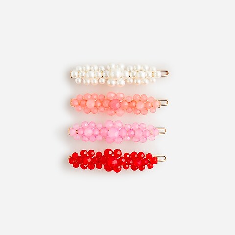 girls Girls&apos; bead and pearl clips three-pack