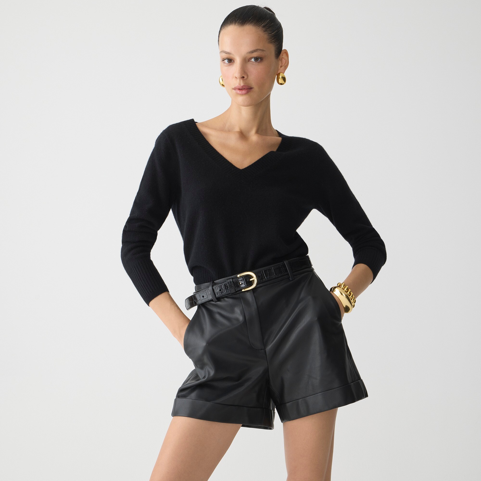 j.crew: cashmere shrunken v-neck sweater for women