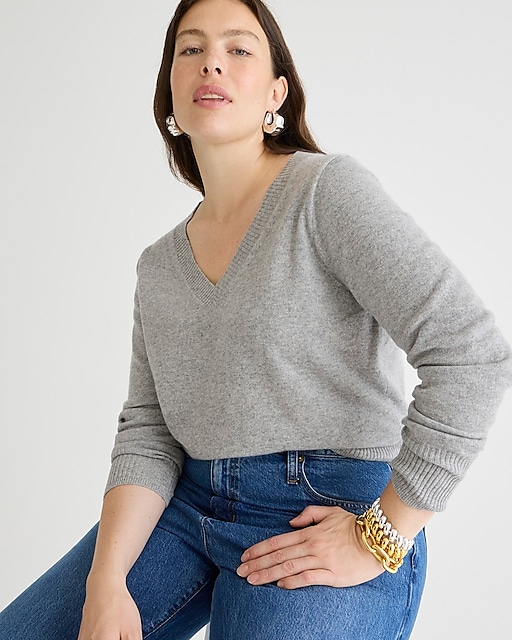 womens Cashmere shrunken V-neck sweater