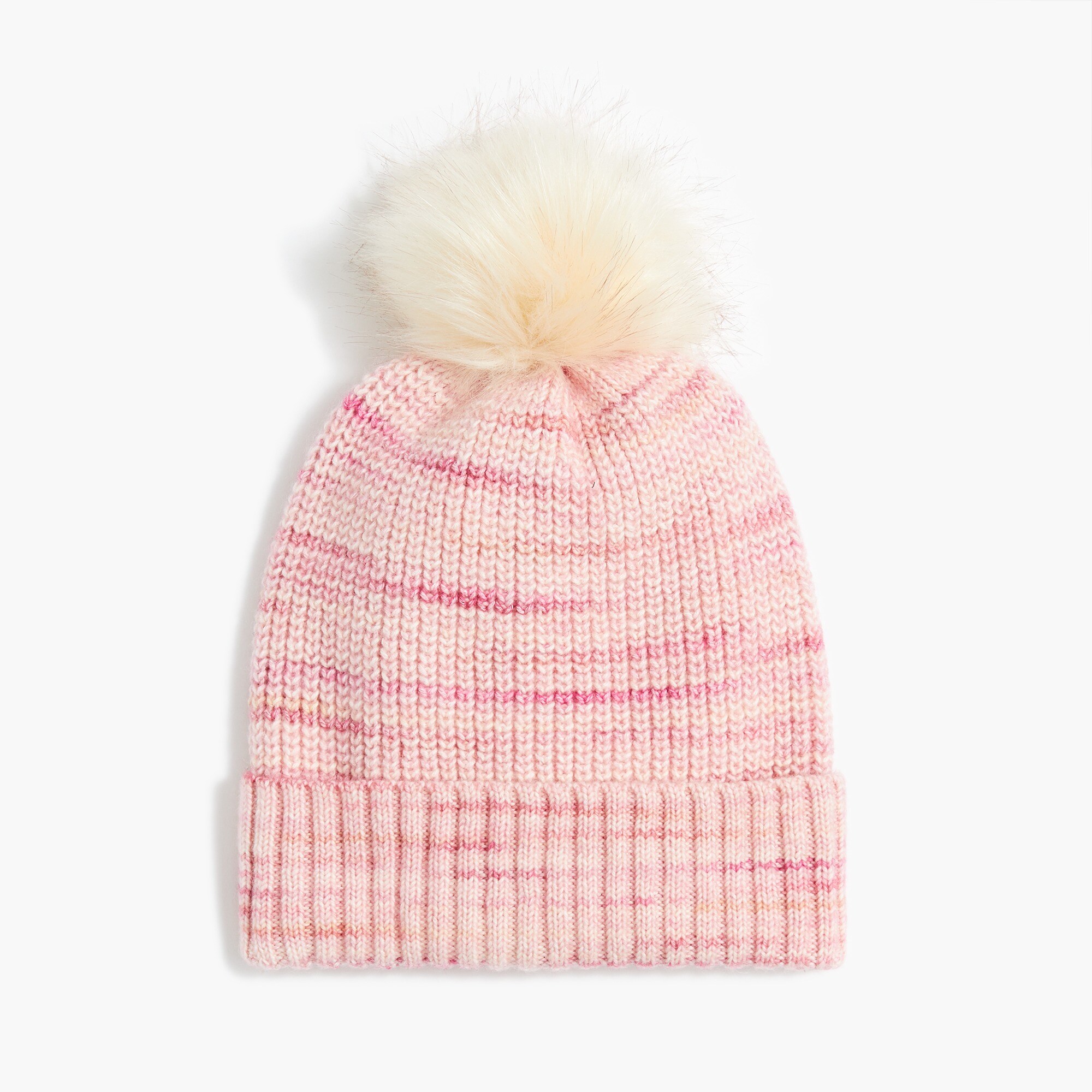 Space-dyed pom-pom beanie hat