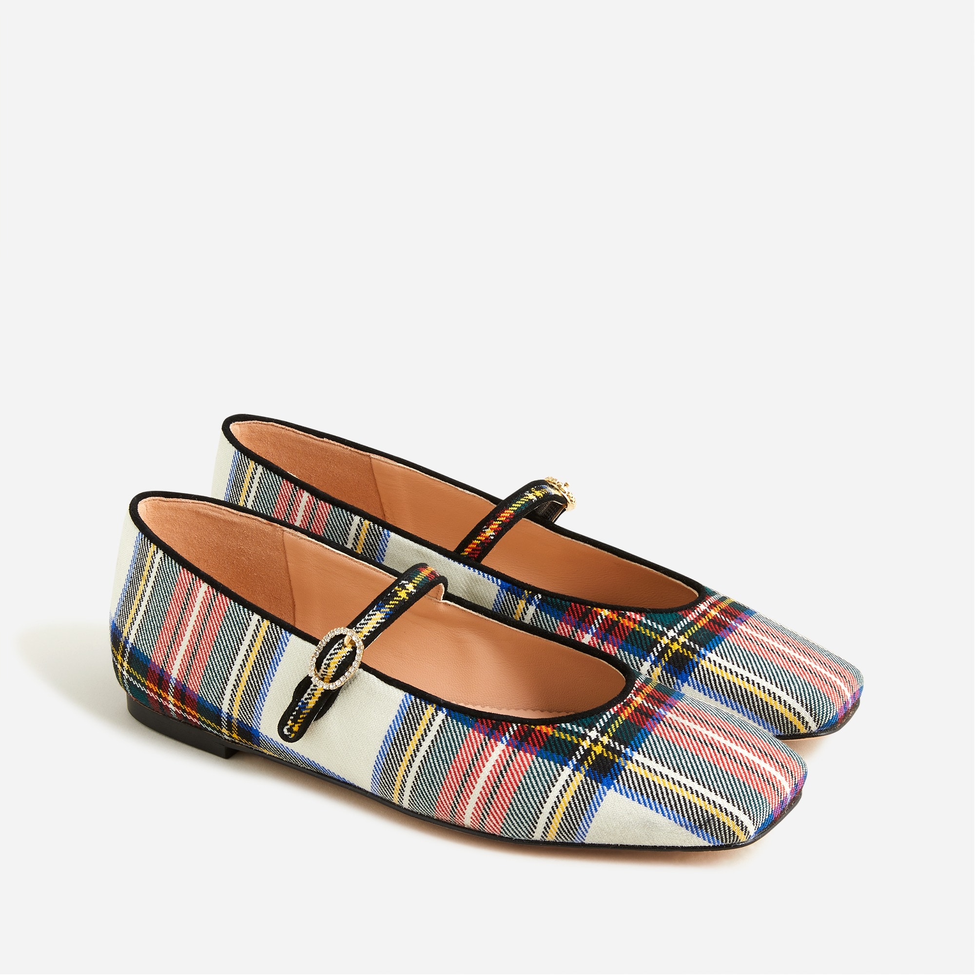 J.Crew Anya Mary Jane Flats In Snowy Stewart Tartan For Women
