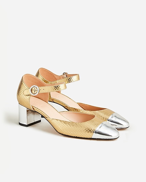 womens Millie ankle-strap heels in snake-embossed Italian leather