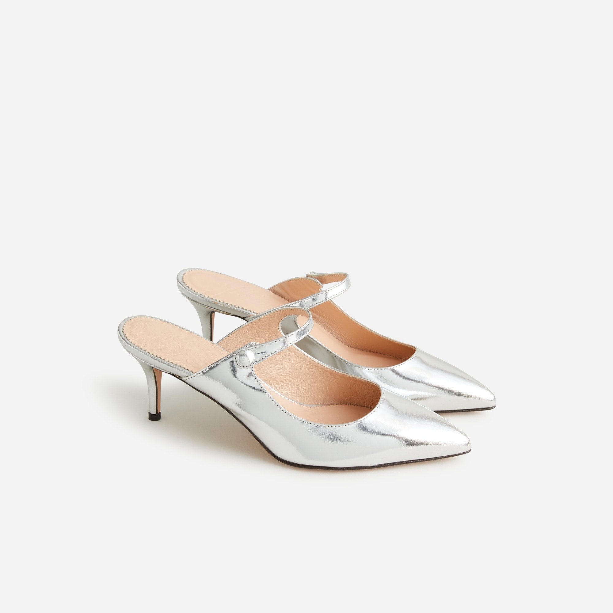 womens Colette mule heels in Italian specchio leather