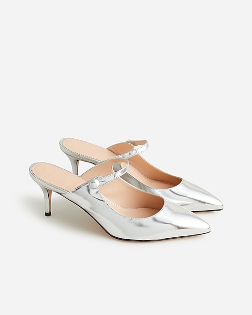 womens Colette mule heels in Italian specchio leather