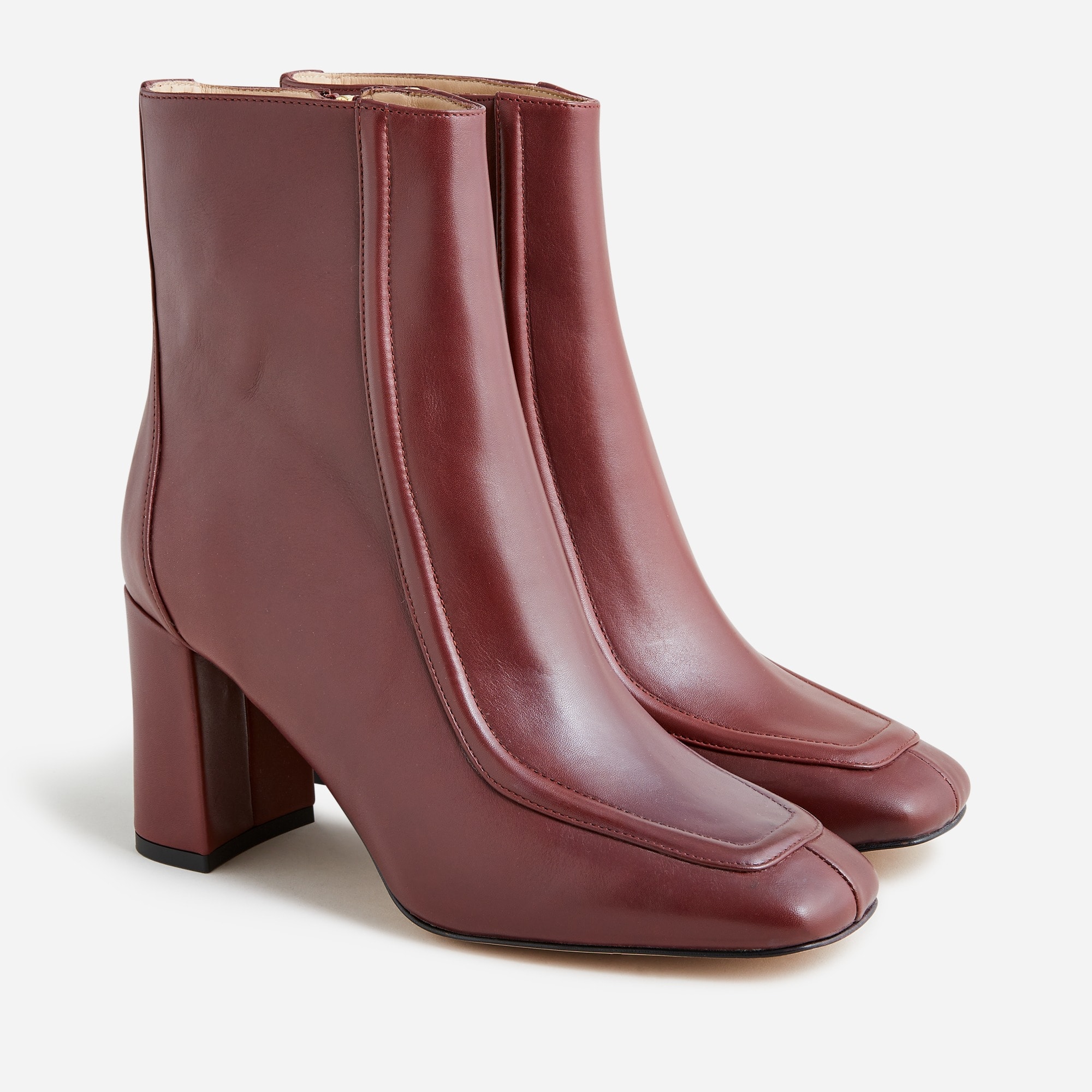 Square-toe ankle boots in Italian leather