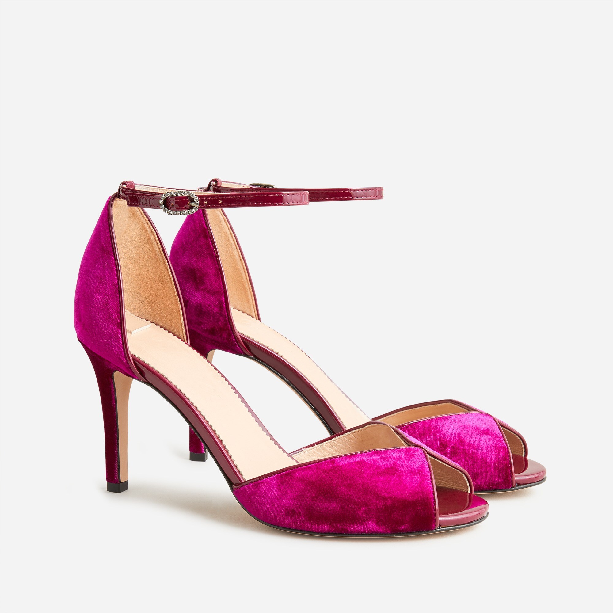 J.Crew Rylie peep-toe heels in velvet