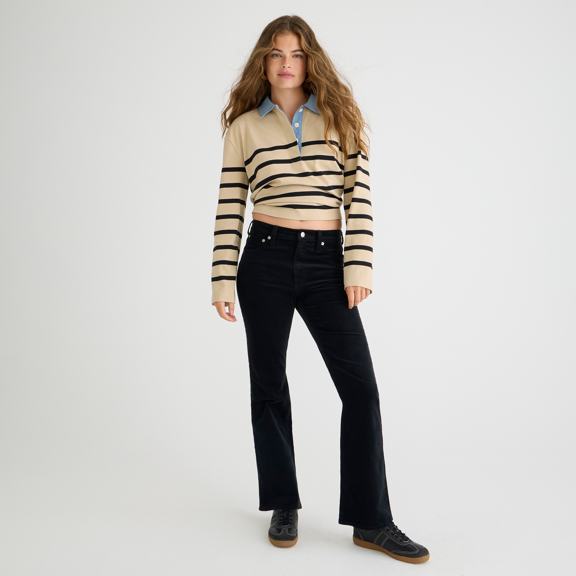 High-rise slim demi-boot pant in corduroy