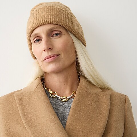 womens Ribbed beanie in Supersoft yarn