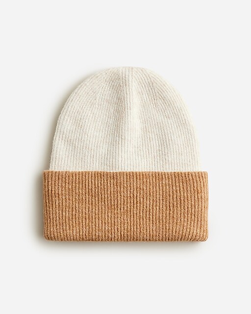 womens Colorblock ribbed beanie in Supersoft yarn