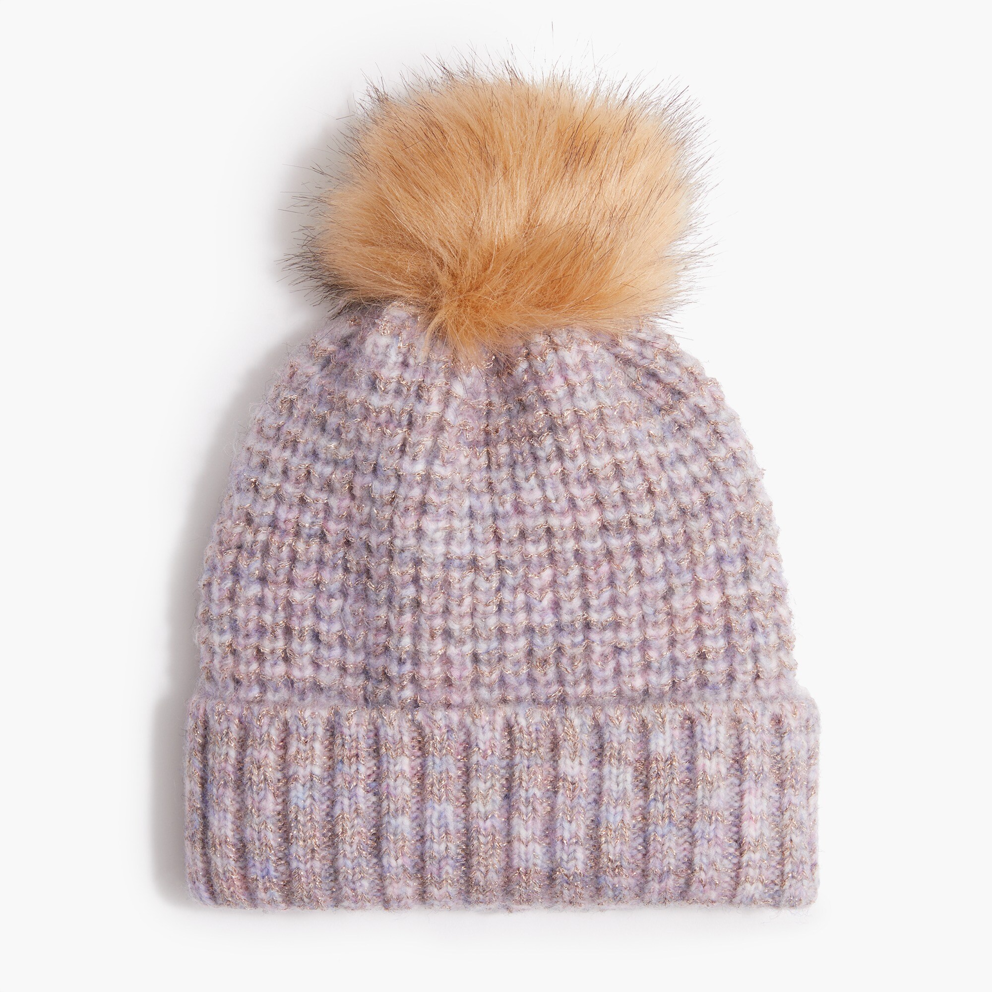 Metallic pom-pom beanie hat