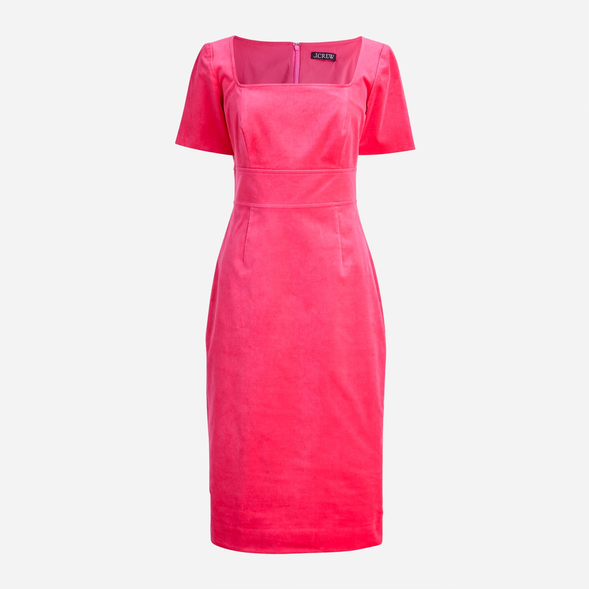 Squareneck sheath dress in stretch velvet