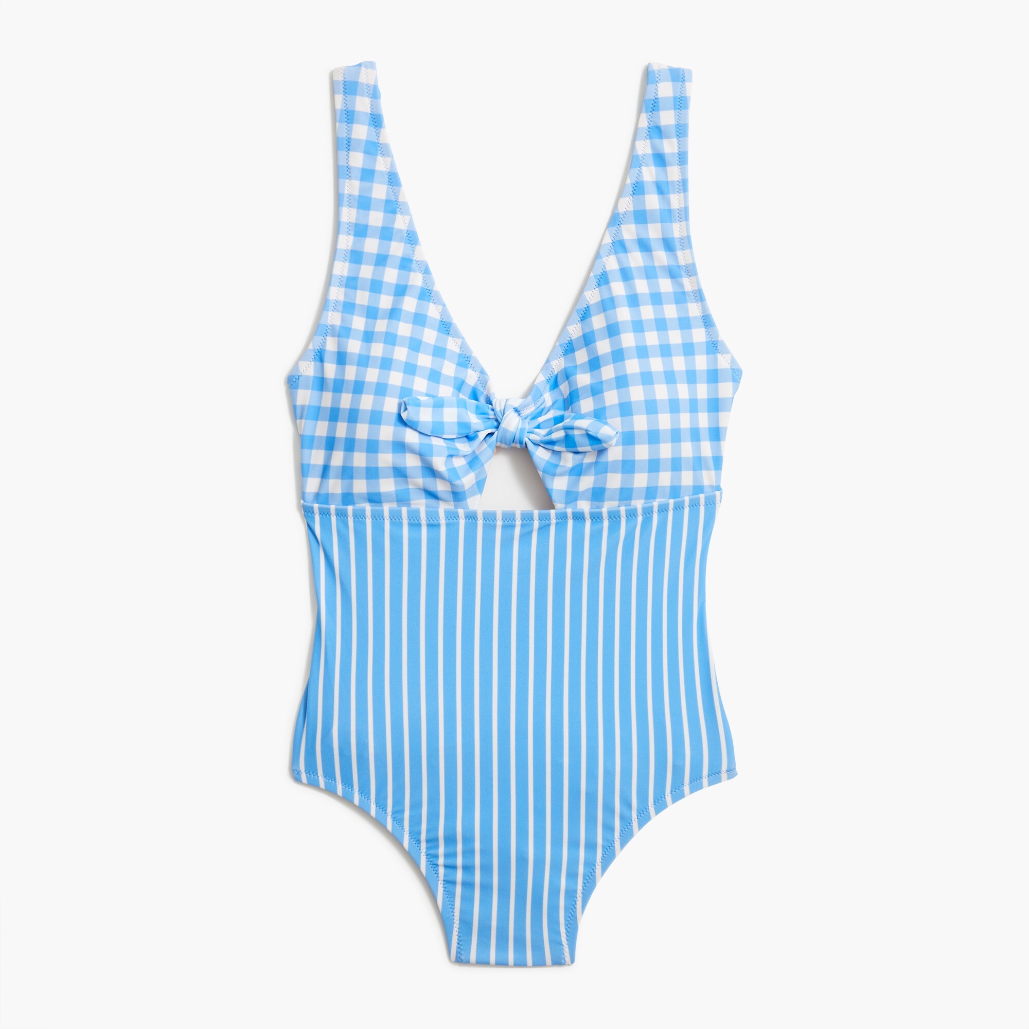 Printed cutout one-piece swimsuit with bow